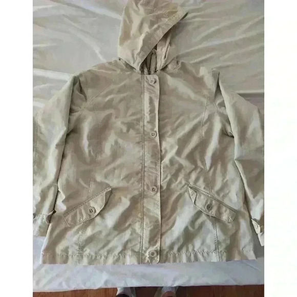 Lands End Womens Jacket Coat Beige Size XL WITH HOOD - Picture 1 of 8